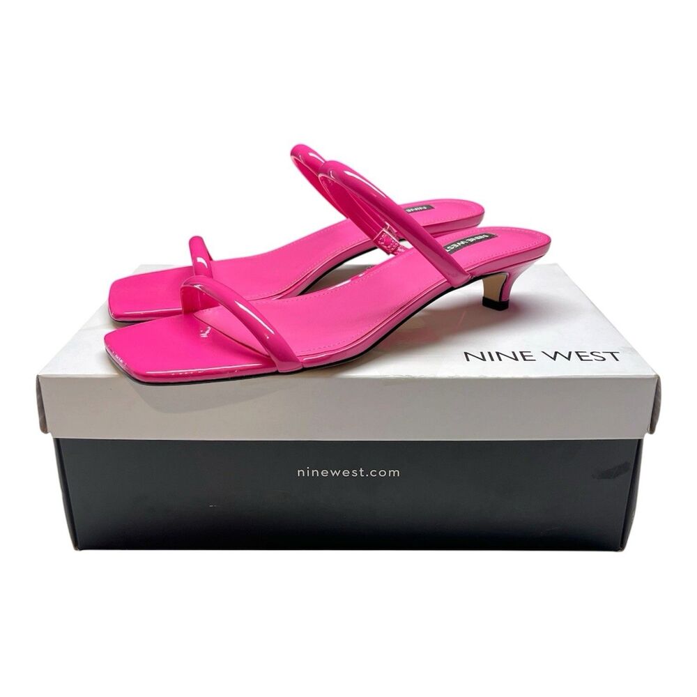 Nine West Pink Patent Leather Kitten Heels size 9 Sandals
